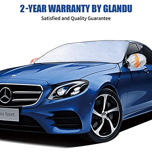GLANDU [2020 Upgraded] Windshield Snow Cover Car Window Cover Ice and Snow Cover for Car with 4 Strong Magnets Edge & 4 Layer Material Protection, Large Size Suitable for Most Cars and SUV