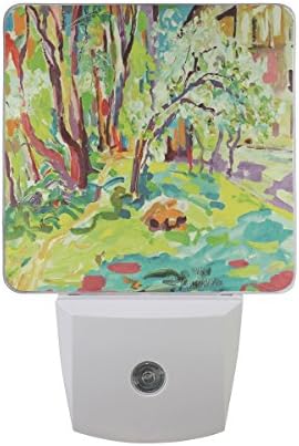 Printing Oil Painting Patterns Night Light 2 Pack Plug in Auto on off 0.5W LED Nightlight