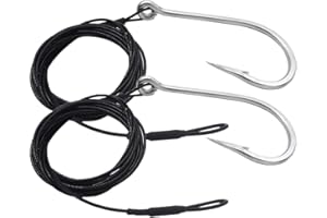 ANNIBBY 1/0-13/0 Shark Surf Rigs with 9.8ft 49-Strands Steel Leader(380-400Pound),Deep Sea Hooks for Big Fish