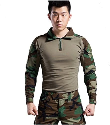 DECPLE Mens Outdoor Long Sleeves Camouflage Training Frog Uniform Suits Plus Size (COL, S)
