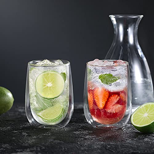 glastal 350ml*4 Glass Coffee Cups, Double Wall Transparent Glasses, Borosilicate Glass Cups for Coffee Milk Tea Latte Macchiato and More
