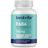 BESTVITE PABA 500mg (120 Veg Caps) (para-Aminobenzoic Acid) - No Stearates | Vegan - Non GMO - Gluten Free