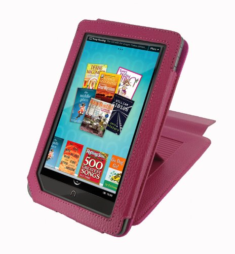 rooCASE (Magenta) Leather Case Cover with 22 Angle Adjustable Stand for Barnes and Noble NOOK Tablet / NOOKcolor Nook Color eBook Reader - MV Series