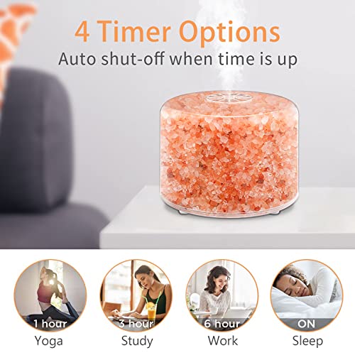 Essential Oil Diffuser, 400ml Aromatherapy Diffuser with Remote and Timer for Large Room, Himalayan Salt Lamp Diffuser with 7 Color Changing Lights, Waterless Auto-Off for Home Office
