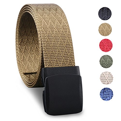 WYuZe Nylon Web Belt Outdoor Men's Military Webbing Brown Belt Plastic Buckle