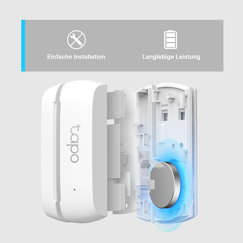 T110 Smart Kontakt Sensor für Fenster-/Türsicherung, Batterielebensdauer von mehr als 1 Jahr, Sofortige App-Benachrichtigung, Muss mit Tapo Hub verwendet Werden