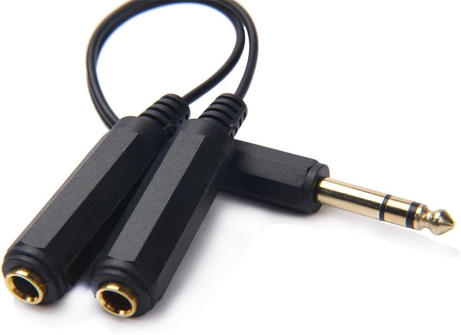 SiYear 6.35mm 1/4" male plug Stereo to 2 Dual 1/4 "TRS Female jack connector audio speaker cable - Image 5