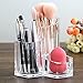 TWING Premium Acrylic Makeup Brush Holder Organizer 5.3x5.3x4.7inch, 3 Compartments Acrylic Cosmetic Organizer,1pc/Pack