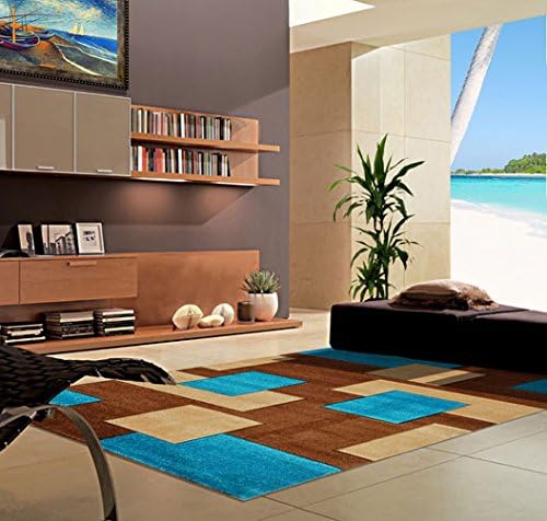 Homemusthaves-Hand Carved Vegas Rug Rugs Carpet New Modern Blocks-Turquoise (2X8)