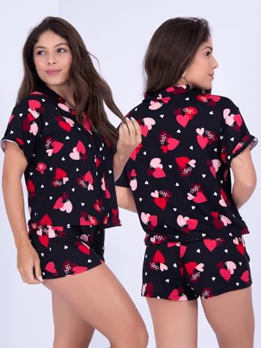 Kit 3 Pijamas Baby Doll Feminino Americano Miami Aberto Verão, Malha Suede, Alça Fina com Short, Adulto