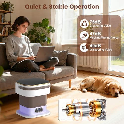Mini Washing Machine, 15L 2 in 1 Portable Washing Machine with Spin and 3 Cleaning Modes for Small Clothes, Folding Camping Washing Machine for Travel, Apartments (Kaki)