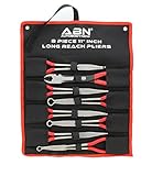 ABN 11in Plier 8-Piece Set - Long Reach Circle, Power Diagonal Cutting, S-Shape, Angled, and Straight Nose Pliers