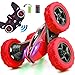 CARRYFLY Remote Control Car RC Stunt Car, Gift idea for Kids 4WD Double Sided Rotating 2.4GHz High Speed Rock Crawler Vehicle with Headlights for Boys Age 4, 6, 7, 8, 9-12 Year Old,rc Cars(Red)