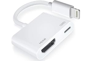 [Apple MFi Certified] Lightning to HDMI Adapter, No Power Needed 1080P Video & Audio Sync Screen Converter with Lightning Cha