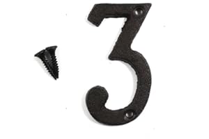 KiaoTime 3" Vintage Decorative Cast Iron Metal Arabic Numerals Mailbox Post Number Wall Sign Hanging Sign '3'