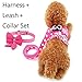 BARKLESS Cute Small Dog Harness, Ladies Polka Dots Dog Vest Harness Set with Pink Leash and Bowknot Collar, 3 in 1 Girl Style Vest Harness Set for Puppy and Cat (S (Chest: 10-12