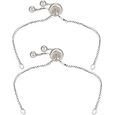 Beebeecraft 2Pcs Bracelet Making Chain 925 Sterling Silver, Slider Adjustable Bracelets Platinum Color Slider Extender Chains for Jewelry Making DIY Findings, Short 2.36in