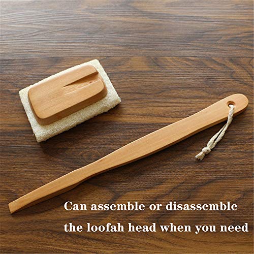 Shower Brush with 100% Natural Loofah, Body Brushes Perfect for Exfoliating, Bath Loofahs Brush with Removable dual-purpose long Handle