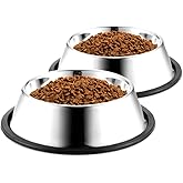 WEDAWN Steel Dog Bowls,Dog Dishes 8oz 12oz 18oz 28oz 48oz, Cat Bowl Water and Food with Rubber Base for Small/Medium/Large Do