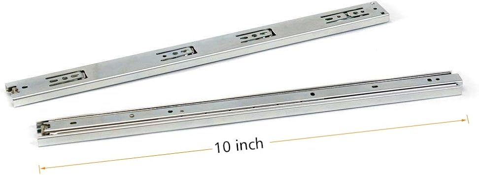 Urbest Drawer Slides 2pcs 10 Inch 3 Fold Smooth Telescopic Full