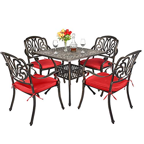 TITIMO 5Piece Outdoor Furniture Dining Set, AllWeather Cast Aluminum