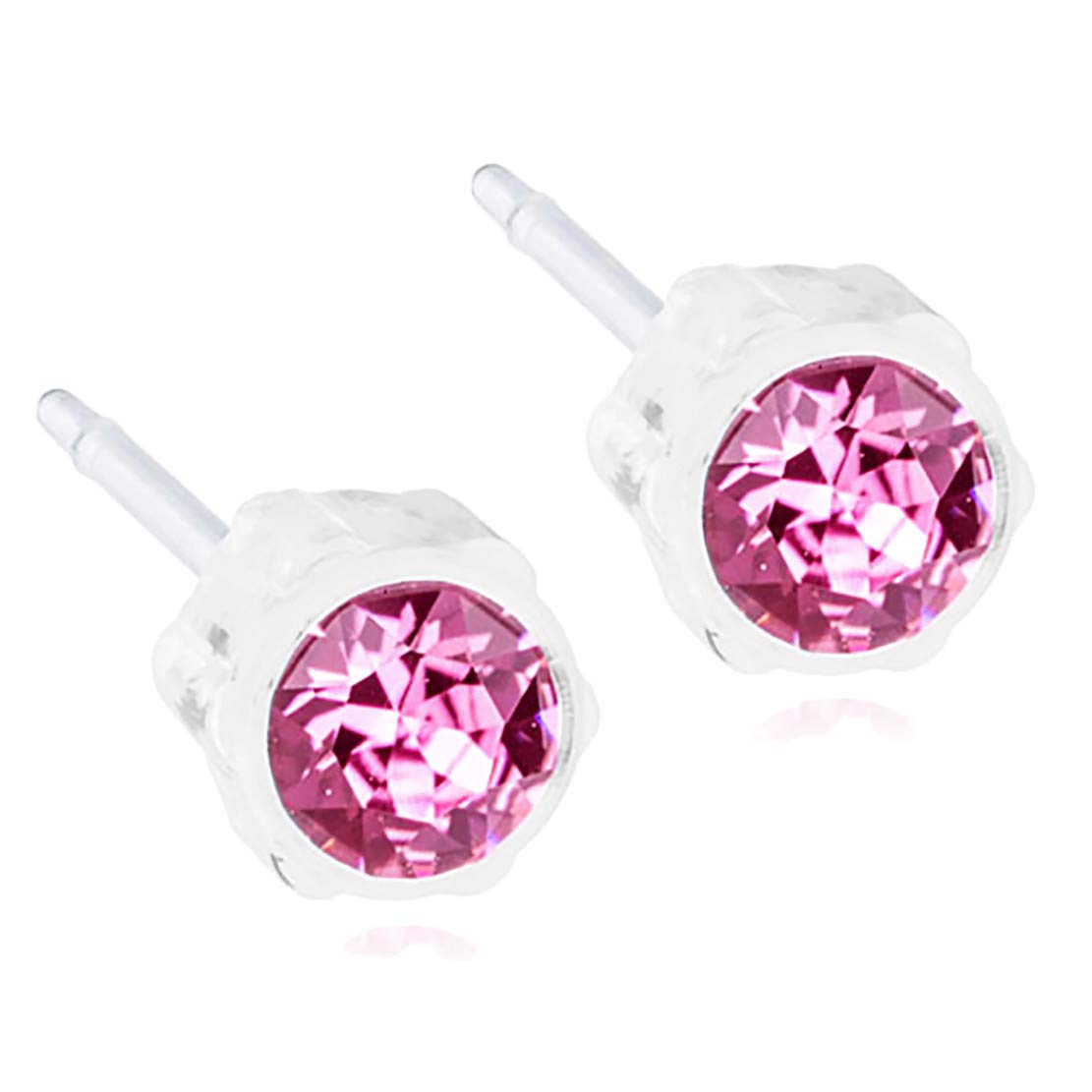 Blomdahl Medical Plastic Earrings with Rose Cystal Hypoallergenic for
