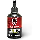 Hunters Specialties Buck Bomb Natural Doe 'N Estrus Liquid Scent w/Wicks Deer Buck Lure Hunting Primetime Scent Attractant for Hunting, 4 Oz (118 ml.)