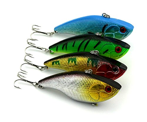 Hengjia Pack of 8 Sinking Rattling Wiggler VIB Lipless Crankbaits Hard Fishing Lures Wobbler for Sea Bass & Trout 7.5cm/2.95