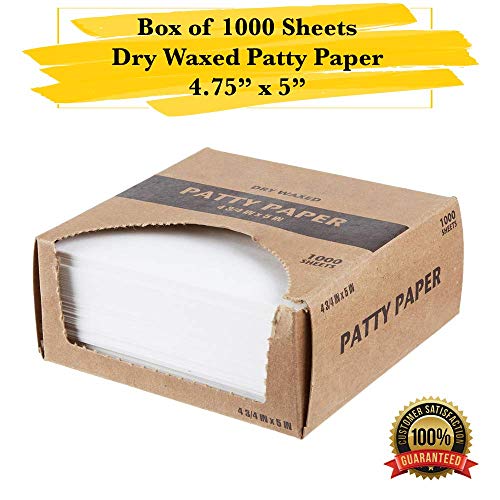 MM Foodservice Patty Paper, Pack of 1000 Dry Waxed Sheets, 4.75in x 5in, Perfect for Hamburger Patties, Cheese