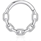 Ourania Chain Link Septum Rings: 16g 8mm Nose Helix Cartilage Daith Tragus Earring Piercing Ring Hoop, Surgical Steel Nose Ear Clicker Rings Piercing Jewelry For Women Men
