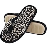 HomeIdeas Women's Open Toe Bow Heeled House Slippers, Indoor Outdoor Shoes with Leopard / Zebra Pattern