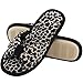 HomeIdeas Women's Open Toe Bow Heeled House Slippers, Indoor Outdoor Shoes ,Leopard Print,Medium / 7-8 B(M) US