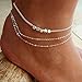 Wcysin Multi-Layer Silver Ankle Chain Bracelet for Women and Teen Girls