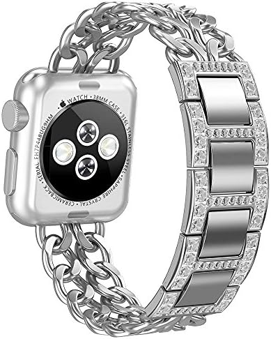 AOKAY Apple Watch Band, 38mm 42mm Stainless Steel Metal Cowboy Chain Wrist Band for Apple Watch Series 3 Series 2 Series 1 Sport and Edition