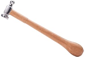 BENECREAT Two-Sided Carbon Steel Chasing Hammer, 10" Long Jewelry Making Hammers with 2.24" Steel Head and Comfortable Wood H