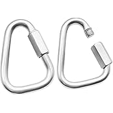 Anvin 2 Pack Large Quick Links M10 3.5Inch Heavy Duty Carabiner Stainless Steel Chain Links Connector Triangle Locking Chain Hooks Screw Links for Camping Outdoor Equipment Hammocks, 2400 Lbs Capacity