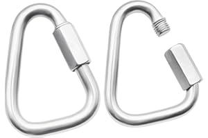 Anvin 2 Pack Large Quick Links M10 3.5Inch Heavy Duty Carabiner Stainless Steel Chain Links Connector Triangle Locking Chain Hooks Screw Links for Camping Outdoor Equipment Hammocks, 2400 Lbs Capacity