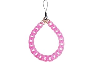 Meefisher Phone Charms Aesthetic Chunky Lanyard Hook Clear Wristlet Bracelet Strap Metal Acrylic Cell Phone Chain Accessories Decoration Gifts for Women Girls, Anti-loss Rope