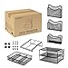 Homemaxs Desk Organizer Mesh with Sliding Drawer, 5 Removable Stacking Sorter Sections and Double Tray for Office Black