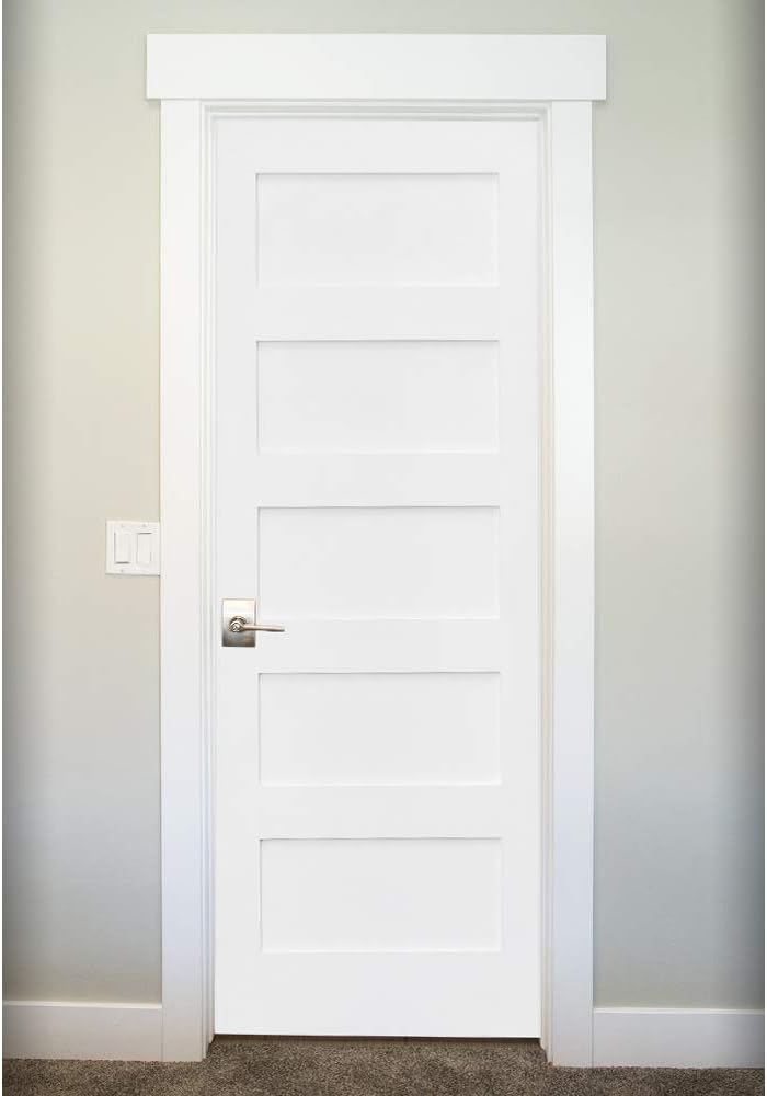 5Panel Door Slab, Shaker Primed Solid Core MDF Interior
