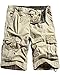JoJoJoy Men's Casual Loose Fit Cargo Shorts, Straight Multi-Pocket Cotton Outdoor Wear Khaki Size 36