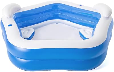 Bestway Family Paddling Pool with Built-In Seats 2.13m x 2.07m x 69cm