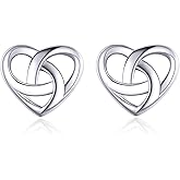 ChicSilver Celtic Earrings for Women Hypoallergenic Sterling Silver Stud Earrings, Heart/Triangle/Cross/Butterfly Knot Earrings for Women Irish Jewelry with Gift Box