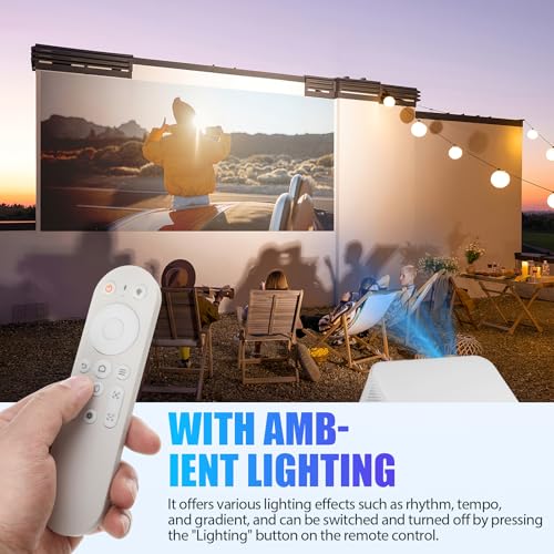 Sosoport Proyector Inteligente Soporta 4K y 1080P Nativo, Altavoces Estéreo 5W×2, Enfoque Automático, Ultra Delgado 70 mm, Gimbal 360°, Luz Ambiental RGB, WiFi 6, Bluetooth, Cine en Casa Portátil