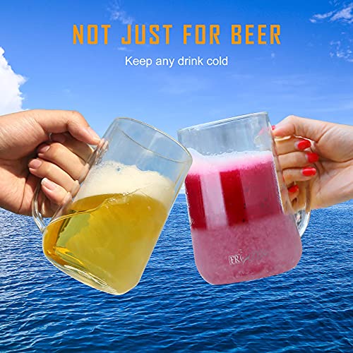 Freezer Beer Mug,HighBorosilicate Glass Cooling Cup, Double Wall Cup