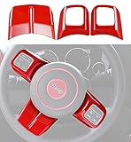 opar Red Steering Wheel Cover Trim for 2011-2018 Jeep JK Wrangler & Unlimited & Compass & Patriot - 3PCS/Set