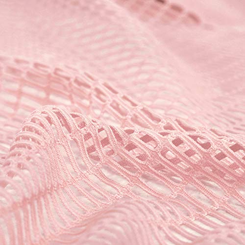 TWOPAGES Pink Room Divider Privacy Cubicle Curtain Anti-Bacterial Flame Retardant Curtain Mesh Top Flat Hook Curtain (1 Panel, 15'Wide x 7'Long)