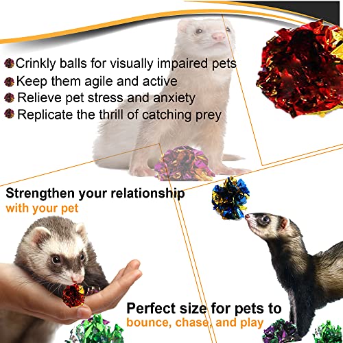 SunGrow 24 Pcs Ferret Mylar Crinkle Balls Toys, 2" Soft Play and Chase Indoor Toys for Exercise