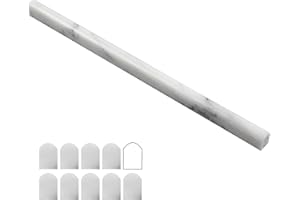 Lovdeco Carrara White 1/2" X 12" Marble Pencil Liner Tile, Edge Trim Molding for Shower and Backsplash, Bullnose Tile Trim Matte, 10 Pcs/Box