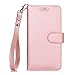 FYY LG G6 Case, [RFID Blocking wallet] Handmade Wallet Case Stand Cover Credit Card Protector for LG G6 Rose Gold